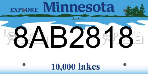 8AB2818 Minnesota License Plate