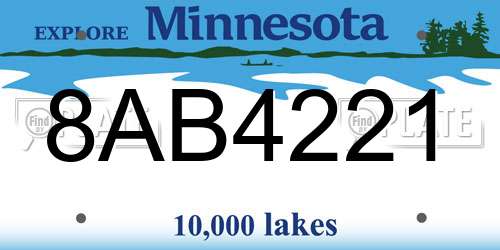 8AB4221 Minnesota License Plate