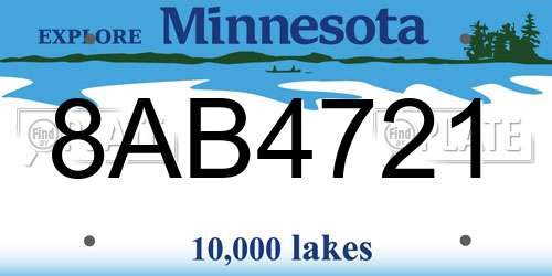 8AB4721 Minnesota License Plate