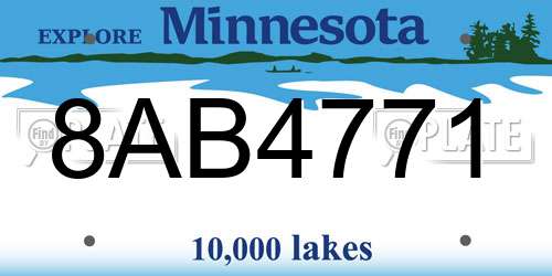 8AB4771 Minnesota License Plate