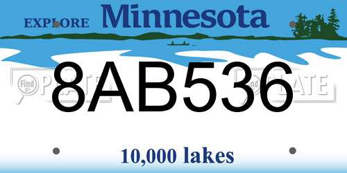 8AB536 Minnesota License Plate