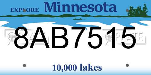 8AB7515 Minnesota License Plate