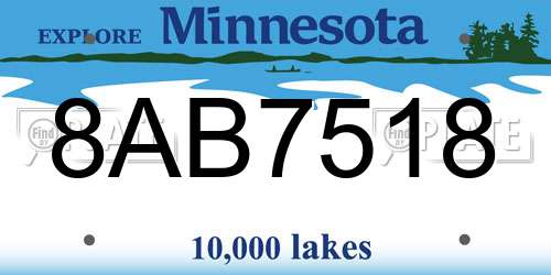 8AB7518 Minnesota License Plate
