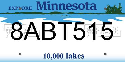 8ABT515 Minnesota License Plate