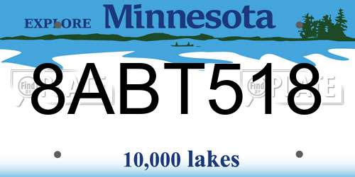 8ABT518 Minnesota License Plate