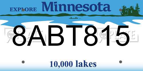 8ABT815 Minnesota License Plate