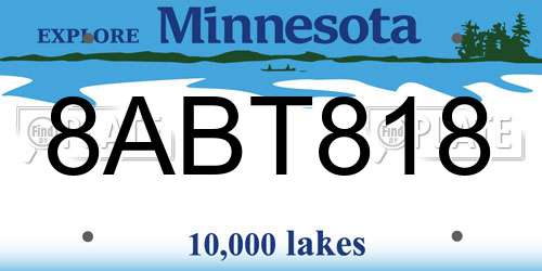 8ABT818 Minnesota License Plate