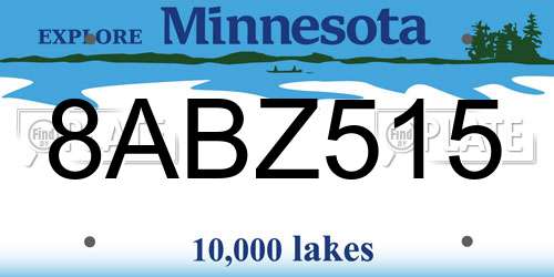 8ABZ515 Minnesota License Plate