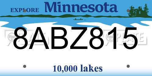 8ABZ815 Minnesota License Plate