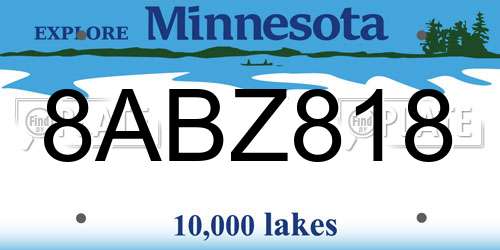 8ABZ818 Minnesota License Plate