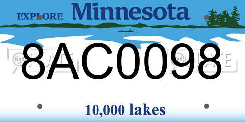 8AC0098 Minnesota License Plate