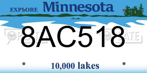 8AC518 Minnesota License Plate
