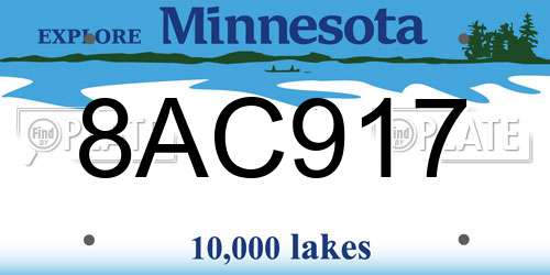8AC917 Minnesota License Plate