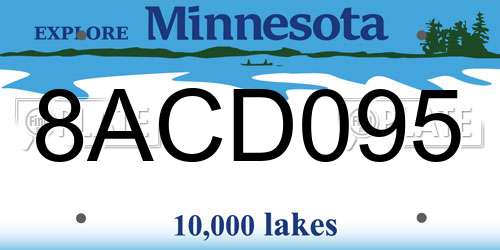 8ACD095 Minnesota License Plate