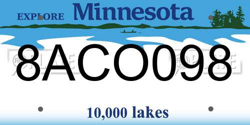 8ACO098 Minnesota License Plate