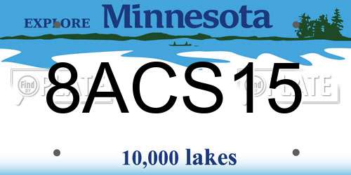 8ACS15 Minnesota License Plate