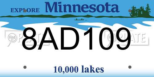 8AD109 Minnesota License Plate