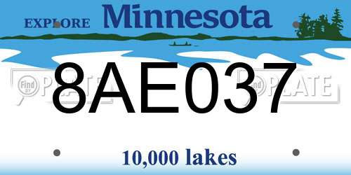 8AE037 Minnesota License Plate