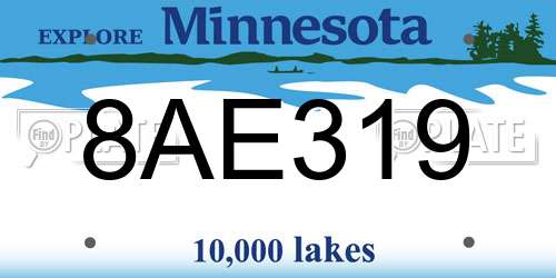 8AE319 Minnesota License Plate