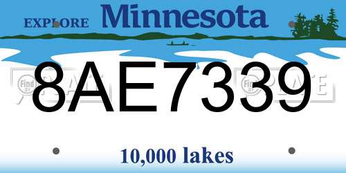 8AE7339 Minnesota License Plate
