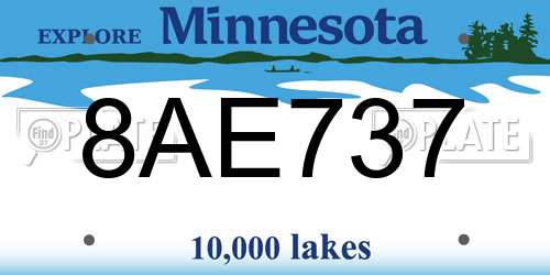 8AE737 Minnesota License Plate