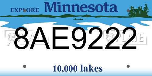 8AE9222 Minnesota License Plate