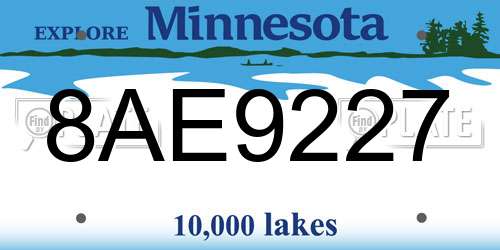 8AE9227 Minnesota License Plate