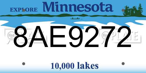 8AE9272 Minnesota License Plate