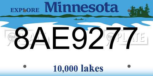 8AE9277 Minnesota License Plate