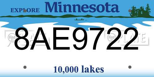 8AE9722 Minnesota License Plate