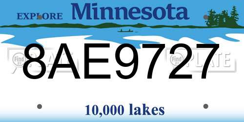 8AE9727 Minnesota License Plate
