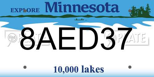 8AED37 Minnesota License Plate