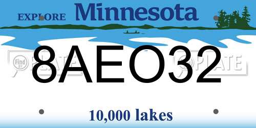 8AEO32 Minnesota License Plate
