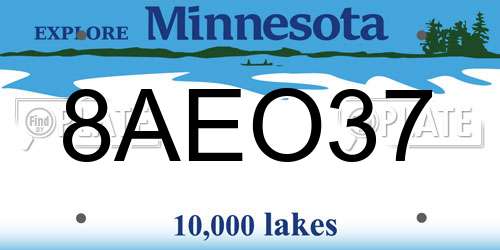 8AEO37 Minnesota License Plate