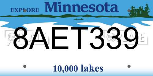 8AET339 Minnesota License Plate