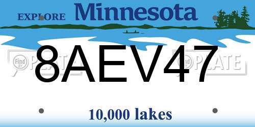 8AEV47 Minnesota License Plate