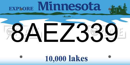 8AEZ339 Minnesota License Plate