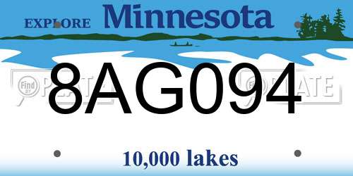 8AG094 Minnesota License Plate