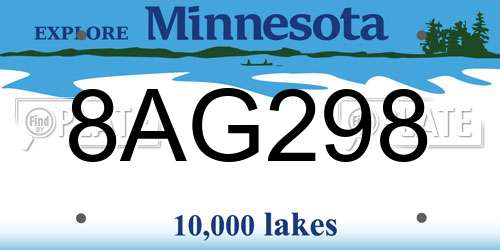 8AG298 Minnesota License Plate