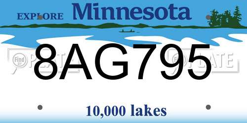 8AG795 Minnesota License Plate