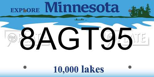 8AGT95 Minnesota License Plate