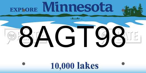 8AGT98 Minnesota License Plate