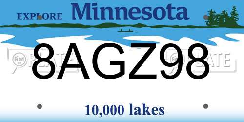 8AGZ98 Minnesota License Plate