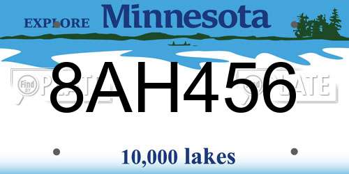 8AH456 Minnesota License Plate