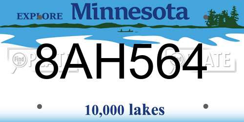 8AH564 Minnesota License Plate