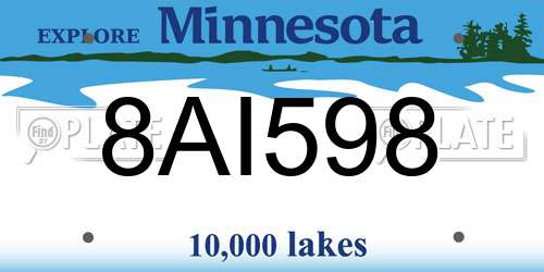 8AI598 Minnesota License Plate