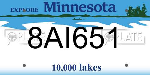 8AI651 Minnesota License Plate