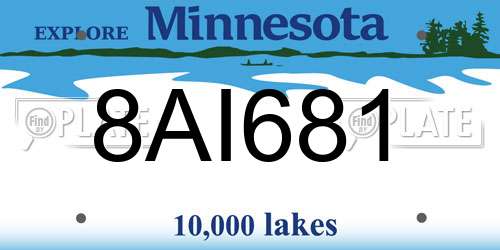 8AI681 Minnesota License Plate