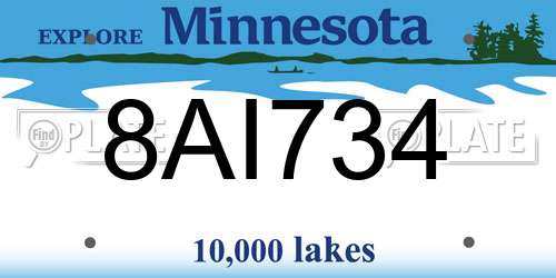 8AI734 Minnesota License Plate