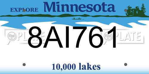 8AI761 Minnesota License Plate